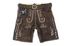 Trachten Lederhose kurz Herren mit Gürtel Echt Leder braun Gr.42-62 Oktoberfest