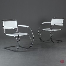 Thonet MR20 Freischwinger S533 LF Bauhaus Stuhl weiß Leder Mies v d Rohe chair