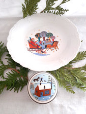 Weihnachtsteller  Weihnachtsmann Schlitten+kleine Dose  Villeroy & Boch  1980