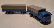 BREKINA 1:87 Nr. 7600 + 5530 Mercedes LP 334 und 3-Achs-Anhänger in blau