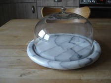 Käseglocke, Glas, Marmor, auch für Schinken, Wurst etc., Top-Zustand, neuwertig