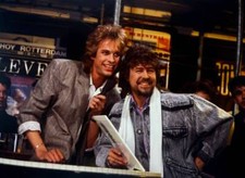 Adam Curry seen with musician