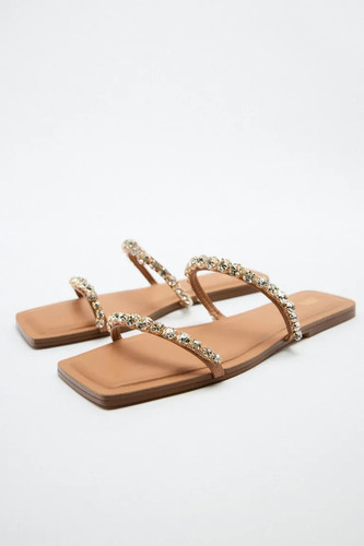 Zara flache sandalen glitzer - zara,