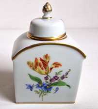 Meissen Porzellan Teedose Aufbewahrungsdose Weinlaub Grün 98C 1. Wahl Vintage