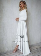 Mikado Brautkleid Standesamtkleid Langarm Elfenbein 36 38 40 42 44 46 48 n.Maß