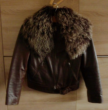 Exclusive italienische Lederjacke, Adele Fado, Gr. 36 (ital. Gr. 42), Tibetlamm