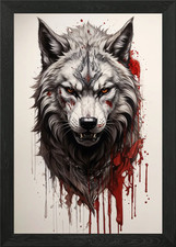 Blutwolf gerahmtes Wandbild