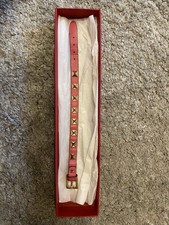 Valentino Garavani Rockstud Armband, Rosa, Leder, Goldene Nieten