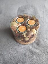 Dekoration: Glasschale mit getrockneten Naturmaterialien, 3 Teelichter Korkboden