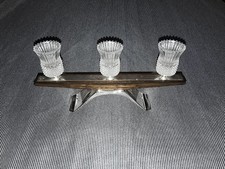 50er Jahre Kerzenhalter 50s chandle holder mid century Palisander chrom Kristall
