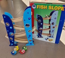 Fisch Rutsche Kugelbahn Holz 44cm hoch Motorik Holzspielzeug
