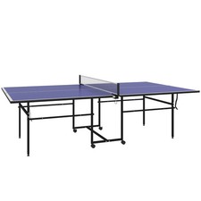 SPORTNOW 9FT klappbare Tischtennisplatte, mit 8 Rollen, für drinnen - blau