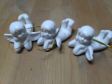 3x süße Engel Figuren Porzellan weiß zum Aufhängen
