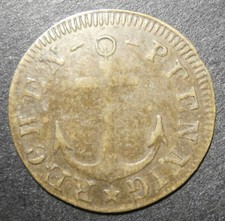 Deutschland Spieltheke - Spielmarke / Anker Rechen-Pfennig - dünnes Messing 16mm