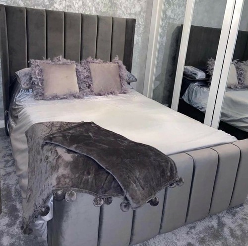 Doppelbett plüsch grau - doppelbett,