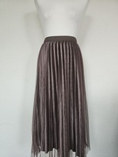 Nain Maxirock Midirock Braun Taupe Tüll Pleated Faltenrock Plissee S M Velvet 