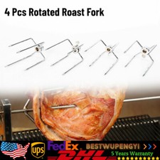 4 Stück Spießgabel BBQ Hähnchengrill Grillspieß Fleischklamme Fleischnadeln DE