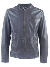 Herren Lederjacke Bikerjacke Blouson Jacke Echtleder dunkelblau von ZweitGlück
