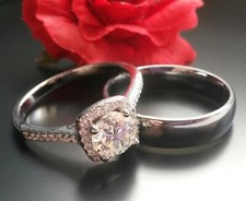 !!Aktionsangebot!! Set Ehering Verlobung Tantal Diamant Schmuck 925 Silber 