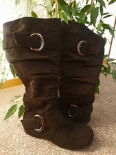 Stiefel, 38, schwarz, Frauen/Mädchen, flach, Wildleder
