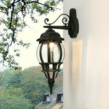 Rustikale Außenleuchte Schwarz Grün antik Wand Lampe Laterne Haus Hof Balkon
