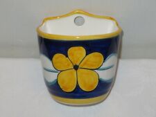 Wandblumentopf zum Hängen vintage Blumenampel Wandampel gelb dunkelblau NEU