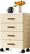 Premium Schubladenbox mit Rollen, Rollschrank mit 4 Schubladen Rollwagen H 70cm
