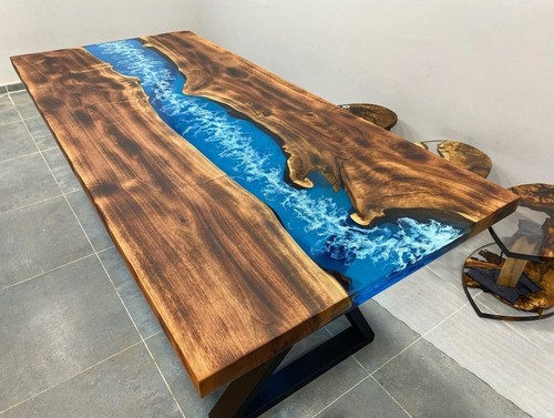 Blue epoxy river table - epoxy,