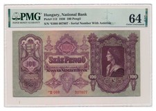 UNGARN Banknote 100 Pengo 1930 Szalasi Ausgabe PMG MS 64 EPQ Wahl Stempelglanz