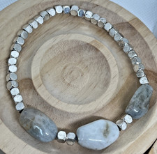 Außergewöhnlich Hämatit und Aquamarin Armband Stretcharmband Edelstein Kristall