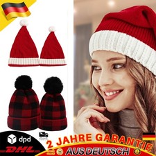 Weihnachtsmütze Nikolausmütze Rot Gestrickte Mütze Santa Erwachsene/Kinder NEU·