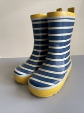 TCHIBO TCM KINDER GUMMISTIEFEL GR.22/23 IN WEISS, GELB UND BLAU GESTREIFT