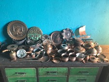 Großes Konvolut Kupfer 13kg über 50 Teile Maske Teller Töpfe Wikingerschiff Dose