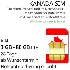 KANADA SIM und 3 GB - 80 GB