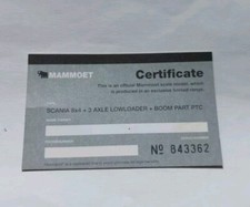 MAMMOET Zertifikat "Scania 8x4 mit Tieflader und PTC Mastteil" 1:50 WSI NZG 
