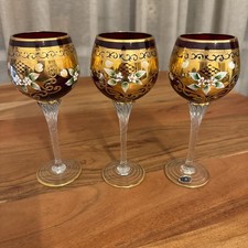 3 Weingläser Gold und Emalie