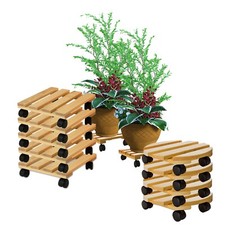 Pflanzenroller 30cm Holz Rollbrett Wagen für Blumen Topf Untersetzer mit Rollen
