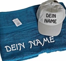 Set Badetuch 100x150cm Handtuch / Beechfield Cap B10 mit Name Logo Text, Basecap