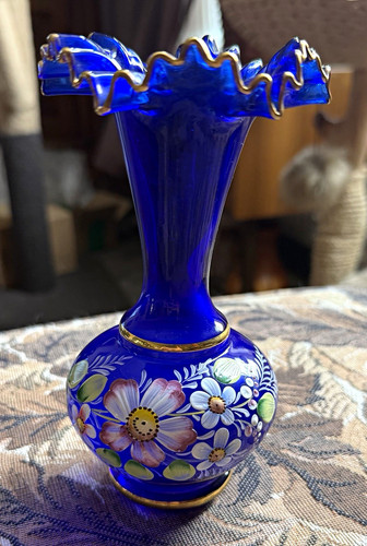 Vintage vase kobaltblau glas - vintage,