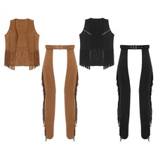 Herren Outfit Show Chaps Ärmellos Cosplay Männer Cowboy Kostüm Party Quasten