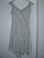 Damen VISCOSE Sommerkleid grau, Spitze, Urlaub, Indien-Kleid, Strand Gr.M ‼️ Goa