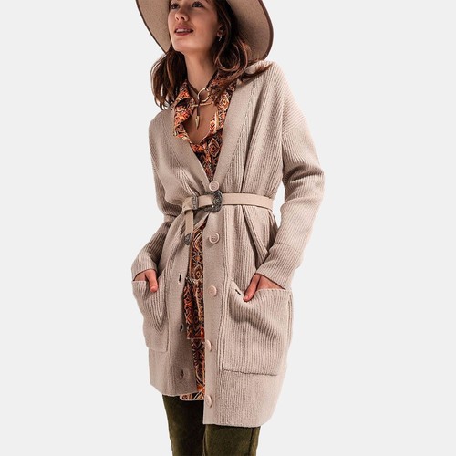 Damen long strickjacke - q2,