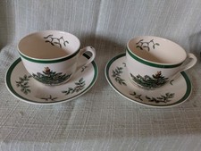 Spode Copeland Christmas Tree 2 x Kaffeetasse + Untertasse Weihnachten