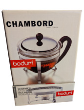 Bodum Teekanne Chambord Set mit Kunststoff-Sieb und Stövchen 1,0 Liter