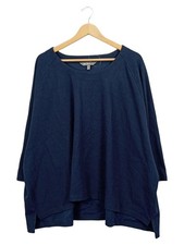 Ulla Popken Damen Langarmshirt Gr. 58/60 Blau Casual Oversize