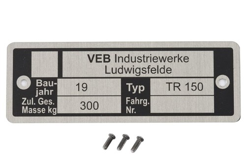 Typenschild für iwl - für, troll