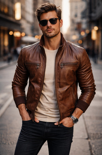 Herren echt lammfell leder - echt,