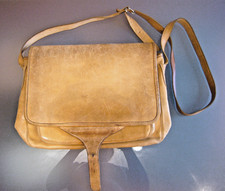 Schulter- Umhänge-Riemen- Arbeitstasche, Unisex, weiches Leder, Hand- Made, 70er