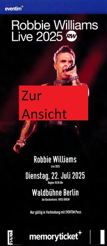 Robbie williams memory ticket - robbie,