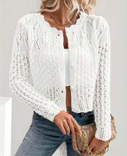 Ajour-Lochmuster-Strickjacke